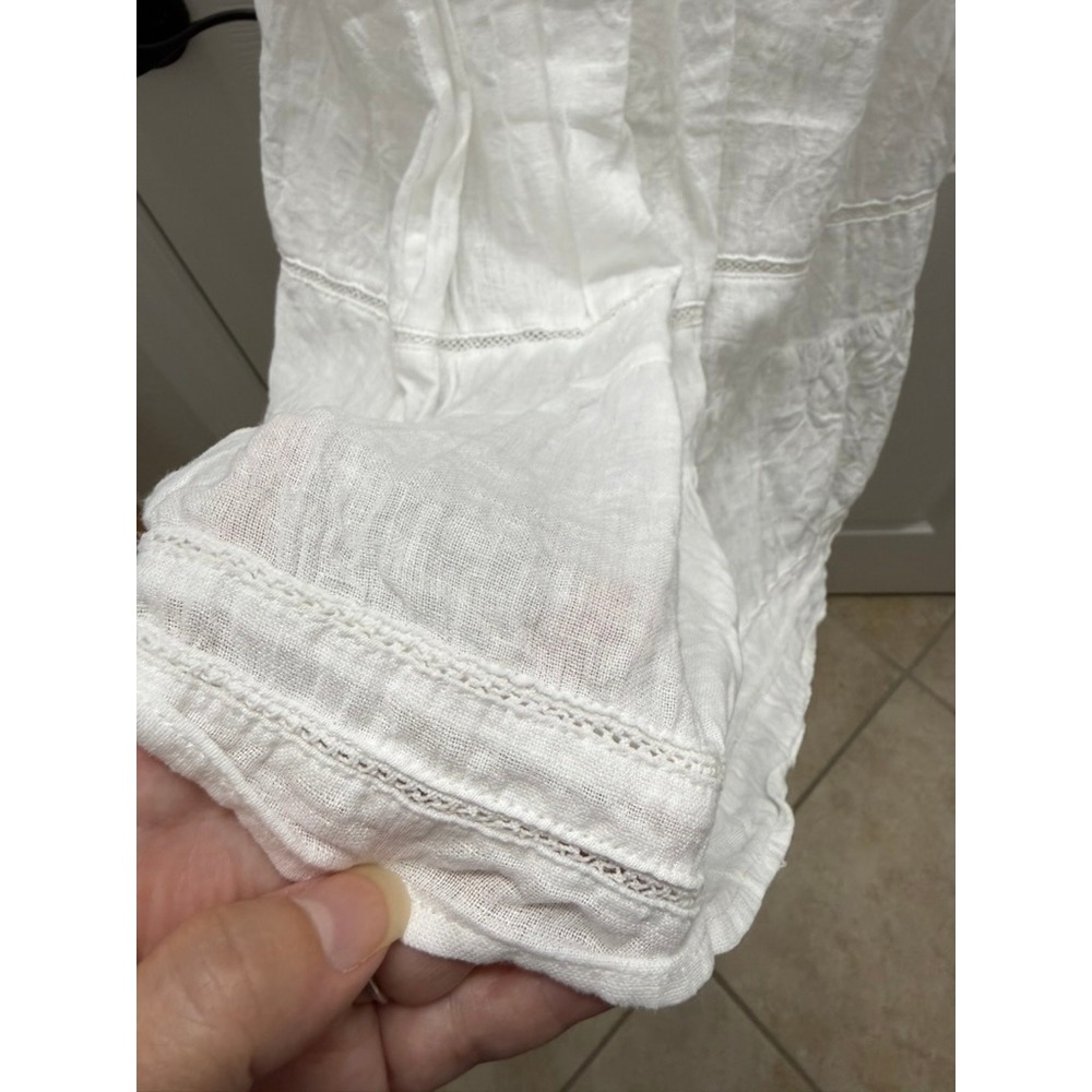 Rails Ashlyn White Linen Blend Smocked Midi Dress XS Boho Cottagecore - Picture 8 of 11